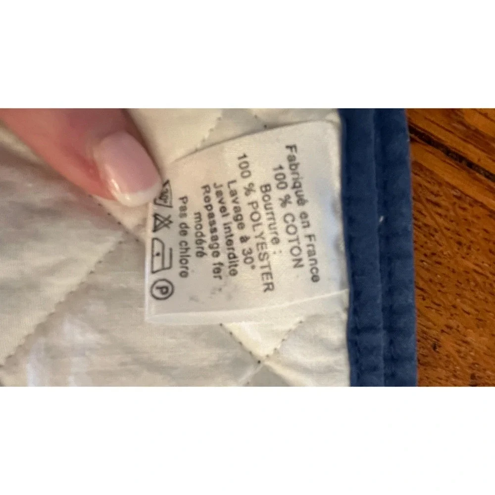 French Quilted Cotton Placemats Blue Floral Made in France Set of 8